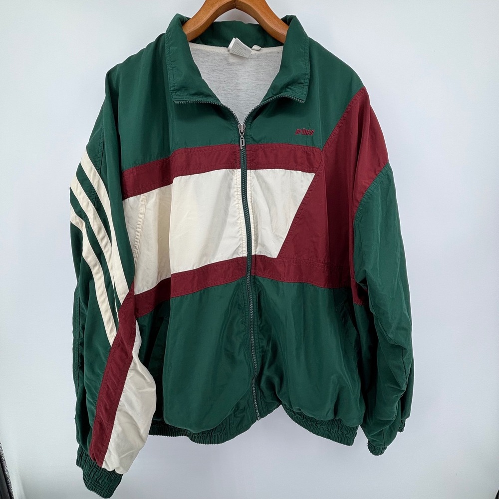 Vintage Prince SportsWear Colorblock Windbreaker Jacket Green XL RN87530 Tennis